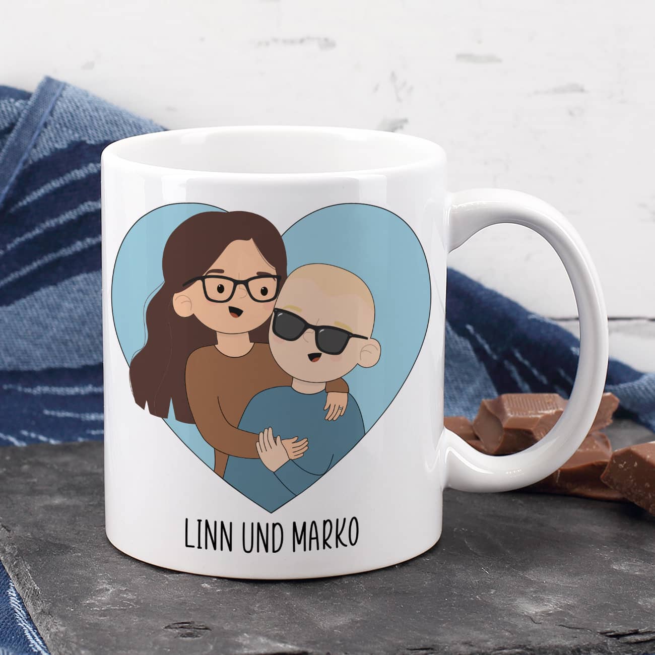 Tasse zum Valentinstag mit auswählbaren Figuren