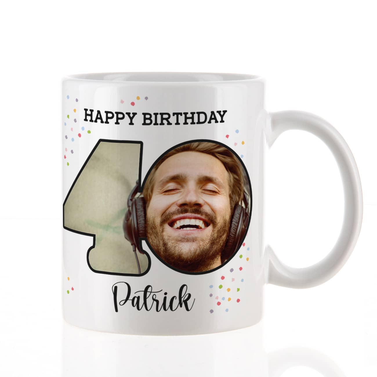 Fototasse zum 40. Geburtstag mit Name 