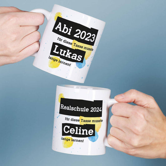 Für diese Tasse musste ich lange lernen - Tasse mit Name & Wunschtext