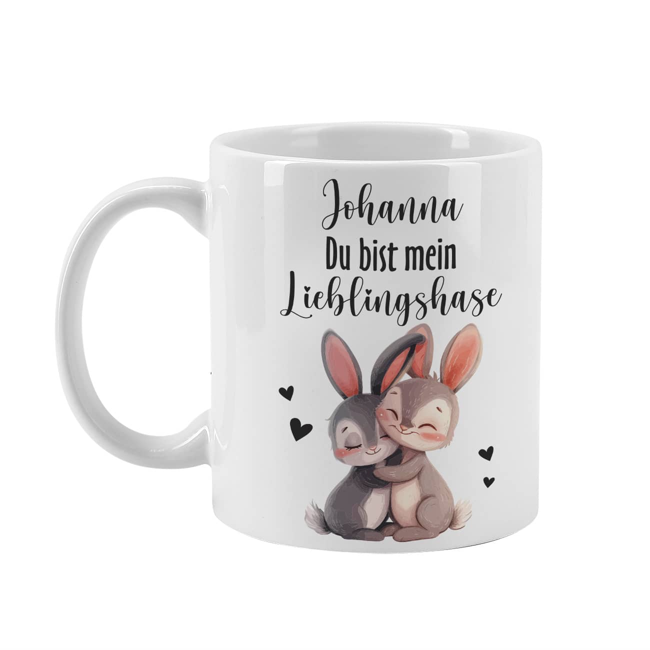 Weiße Keramiktasse mit Name personalisiert