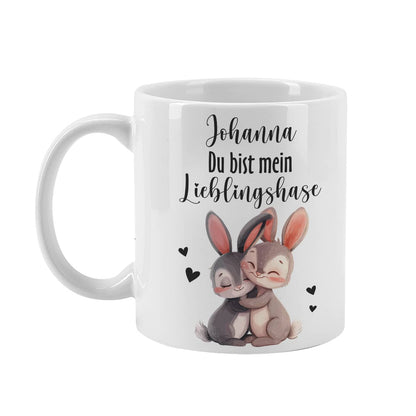 Weiße Keramiktasse mit Name personalisiert