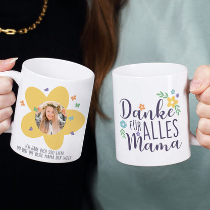 Personalisierte Fototasse für Mama zum Muttertag | Danke für alles Mama