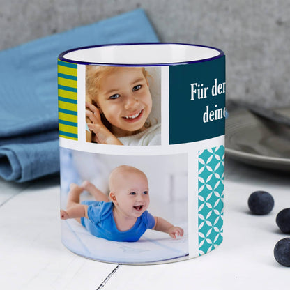 Foto-Tasse mit 3 Bildern und Wunschtext