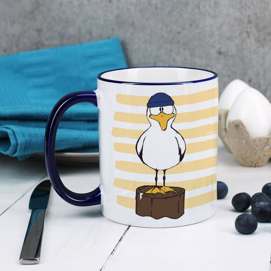 Tasse mit Möwe und Ihrem Wunschnamen