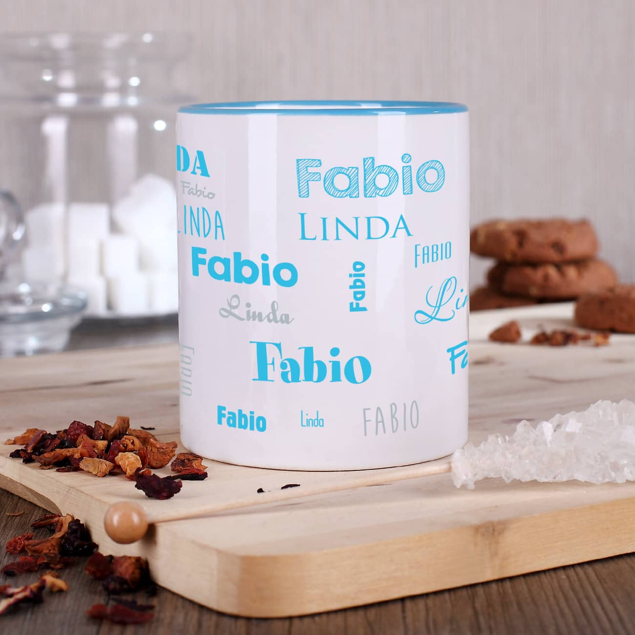 Tasse mit zwei Namen - Hellblau