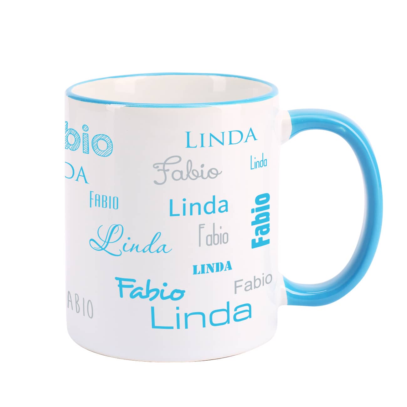 Tasse mit zwei Namen - Hellblau