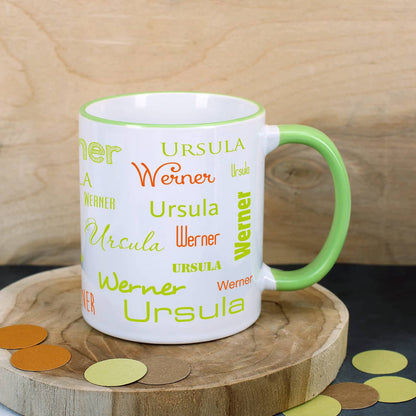 Tasse mit zwei Namen - Hellgrün