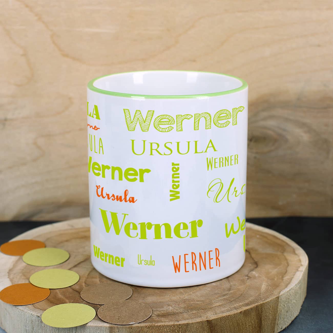 Tasse mit zwei Namen - Hellgrün