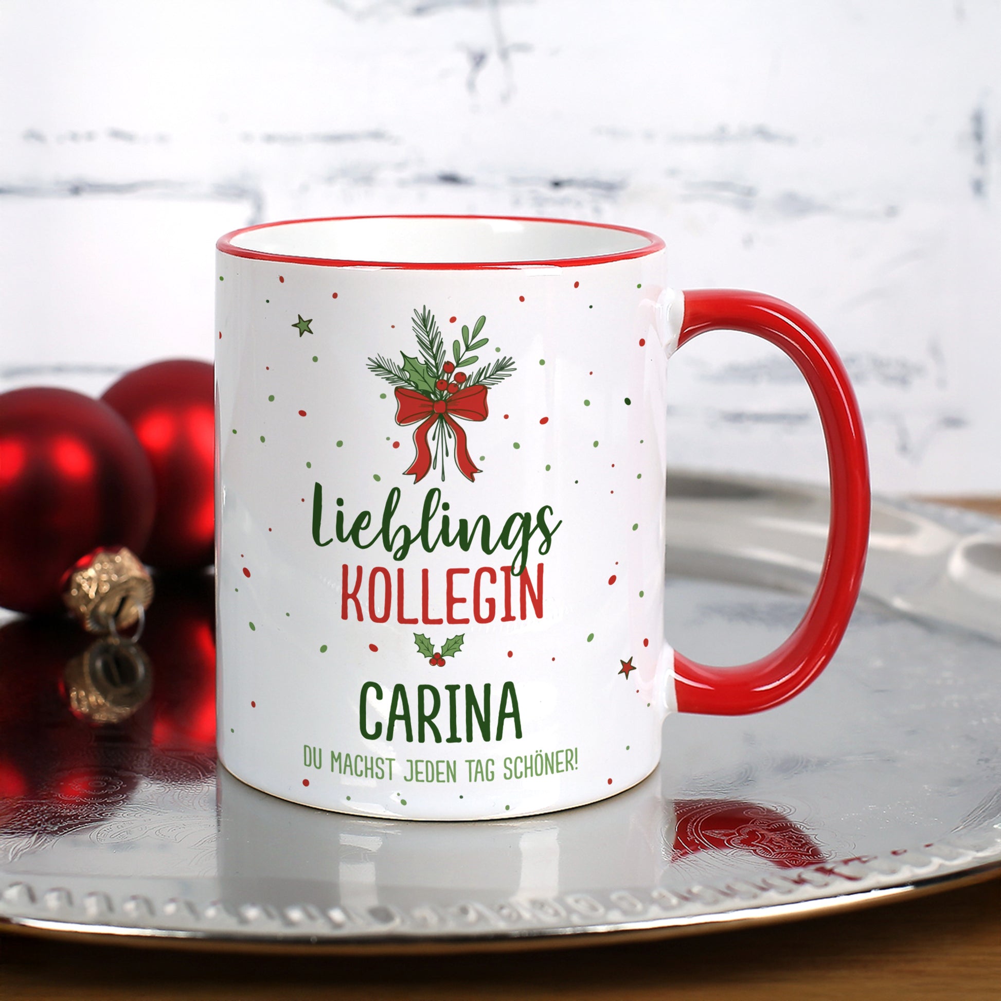 Personalisierte Weihnachtstasse für Lieblingskollegen