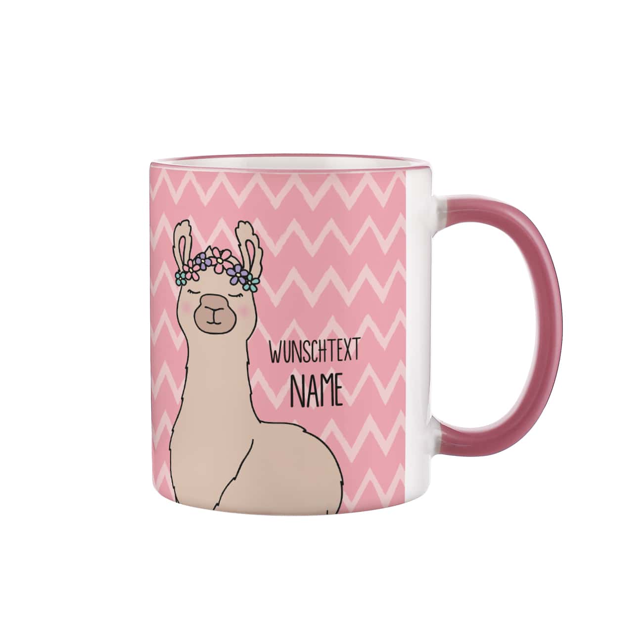 Tasse mit Lama, Ihrem Wunschtext und Namen