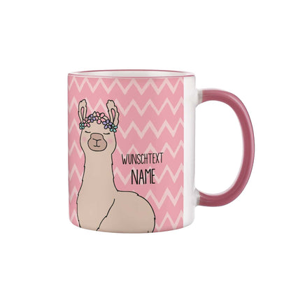 Tasse mit Lama, Ihrem Wunschtext und Namen