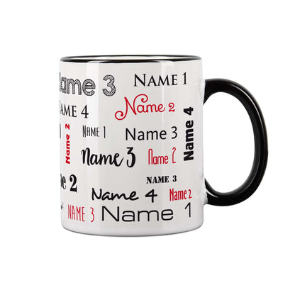 Familientasse mit vier Namen, schwarz