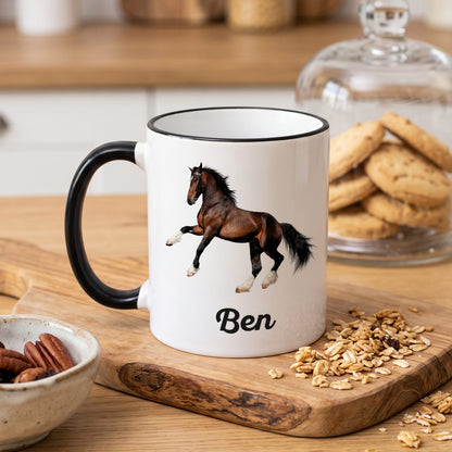 Tasse bedruckt mit Clydesdale (Pferd) und WUnschnamen