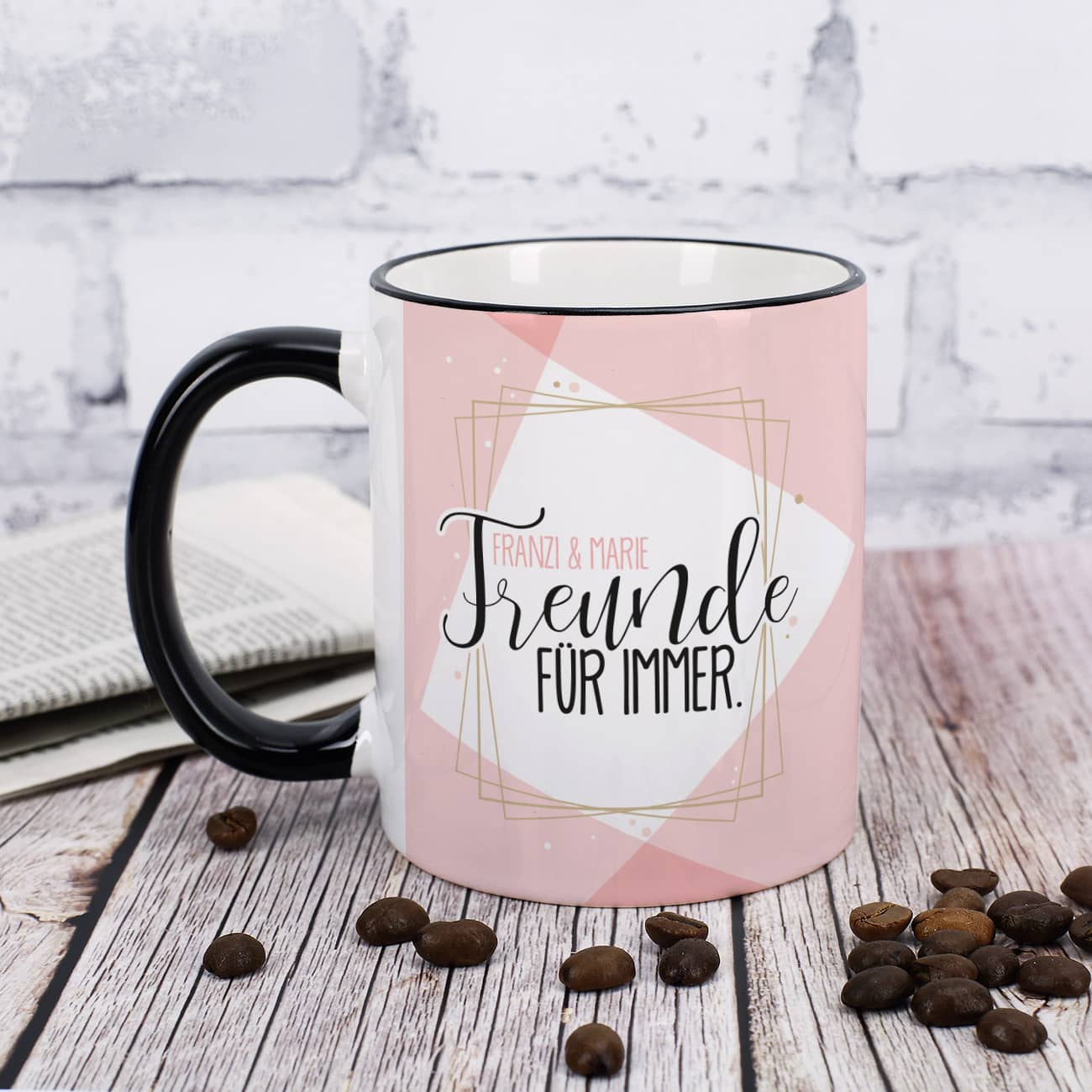 Freunde für immer - Tasse mit Wunschnamen