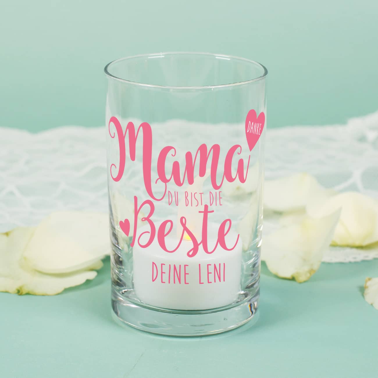 Kleines Windlicht für Teelichter als Dankeschön oder zum Muttertag