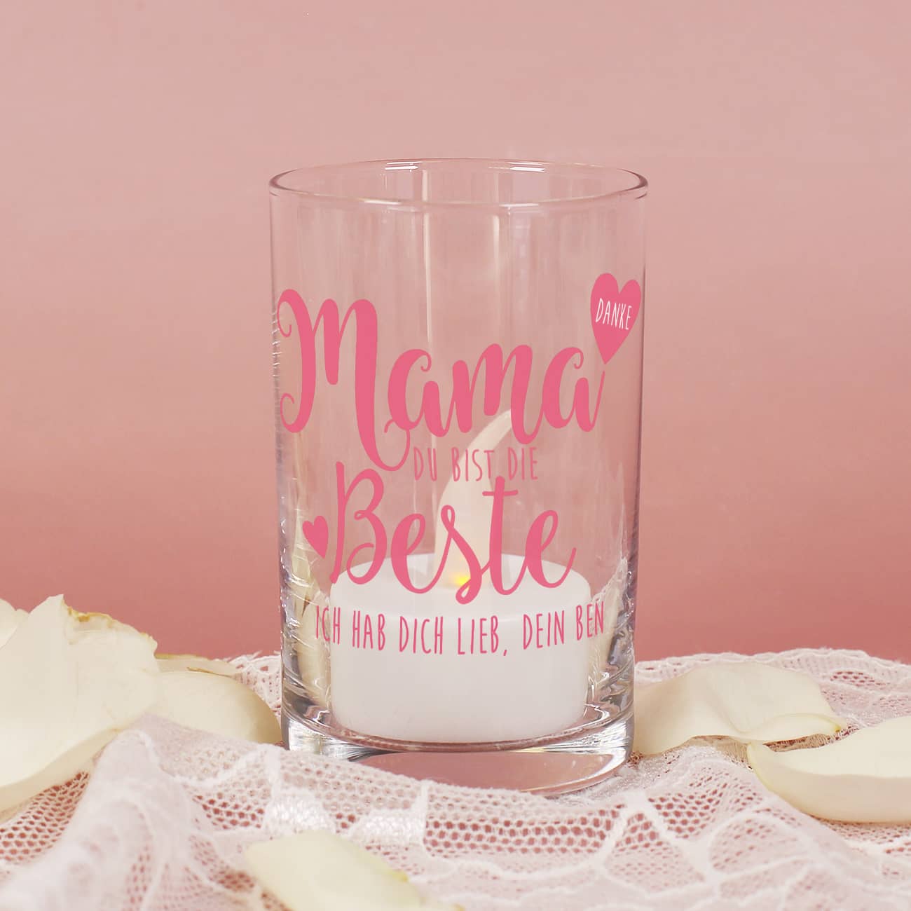 Personalisiertes kleines Windlicht als Dankeschön