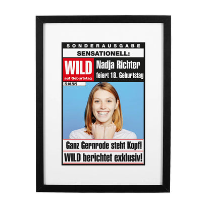 Wandbild Geburtstagszeitung mit Foto