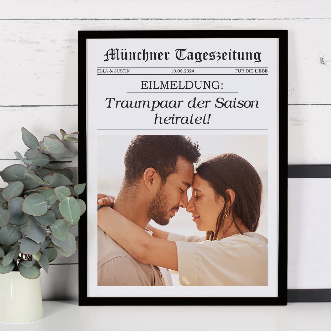 Tageszeitung - Bilderrahmen als Geschenk zur Hochzeit, Geburtstag, Mutter- und Vatertag