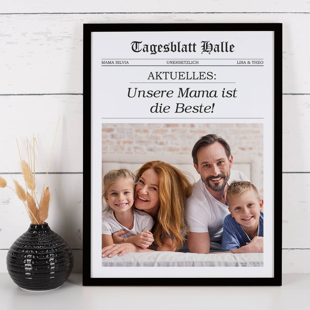 Tageszeitung - Bilderrahmen als Geschenk zur Hochzeit, Geburtstag, Mutter- und Vatertag
