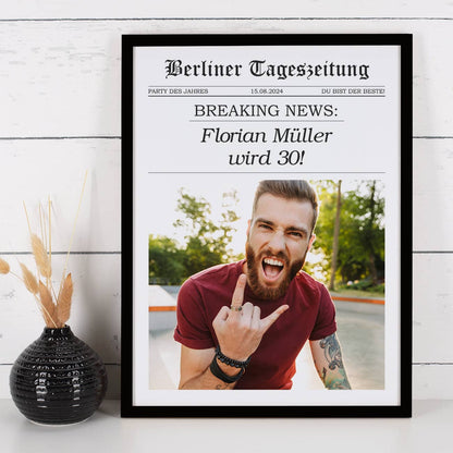 Tageszeitung - Bilderrahmen als Geschenk zur Hochzeit, Geburtstag, Mutter- und Vatertag