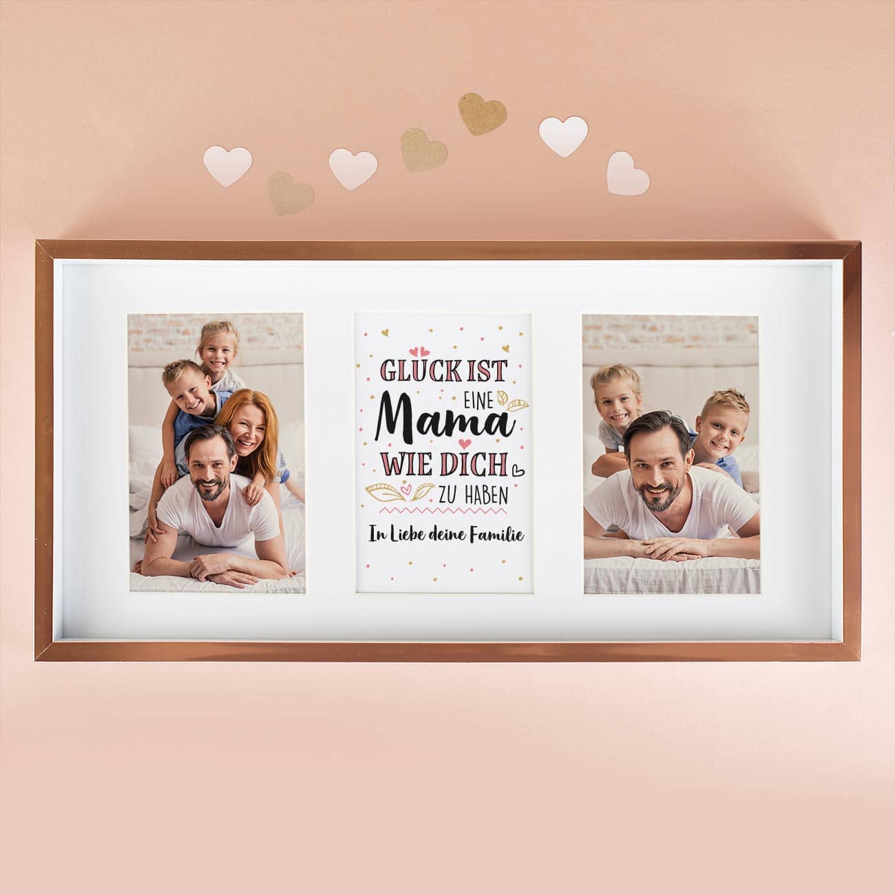 Bilderrahmen mit personalisiertem Poster mit 2 Fotos und Text nach Wunsch