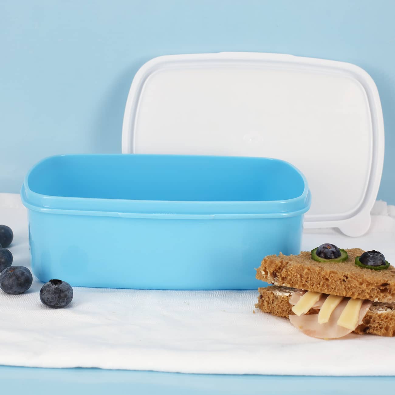Blaue Brotdose für Schule und Kindergarten
