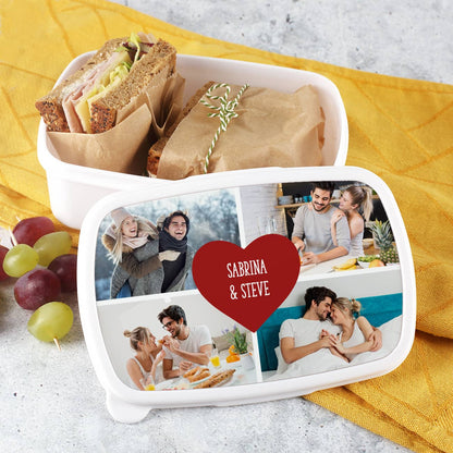 Brotdose in Weiß mit Fotodruck auf dem Deckel