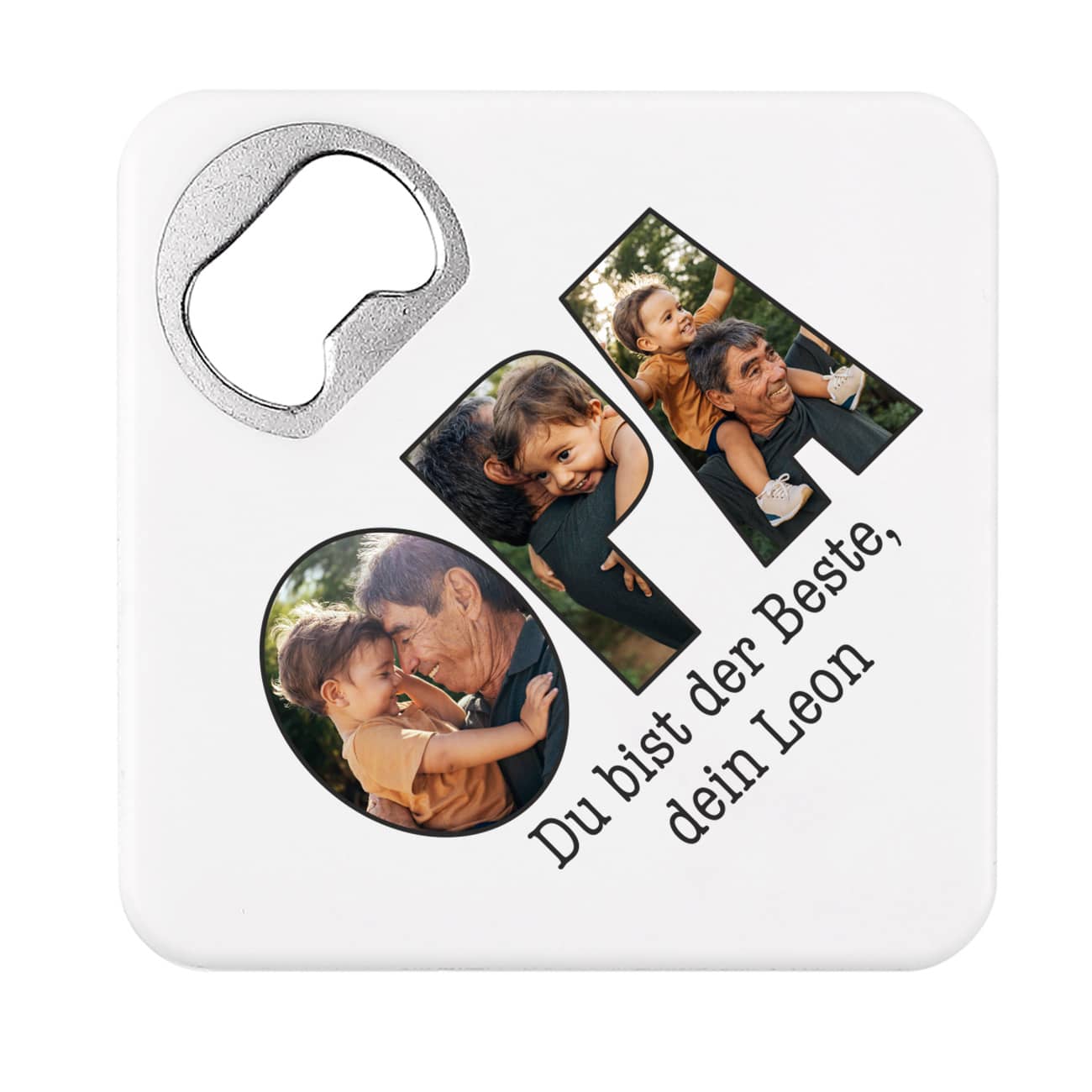 Bierdeckel-Flaschenöffner - Opa - mit Fotoaufdruck