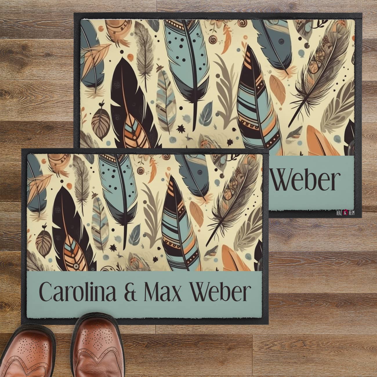 Fußmatte im Boho-Stil mit Wunschtext - 2 Größen zur Auswahl