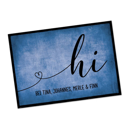 Blaue Hi Fußmatte mit Namen