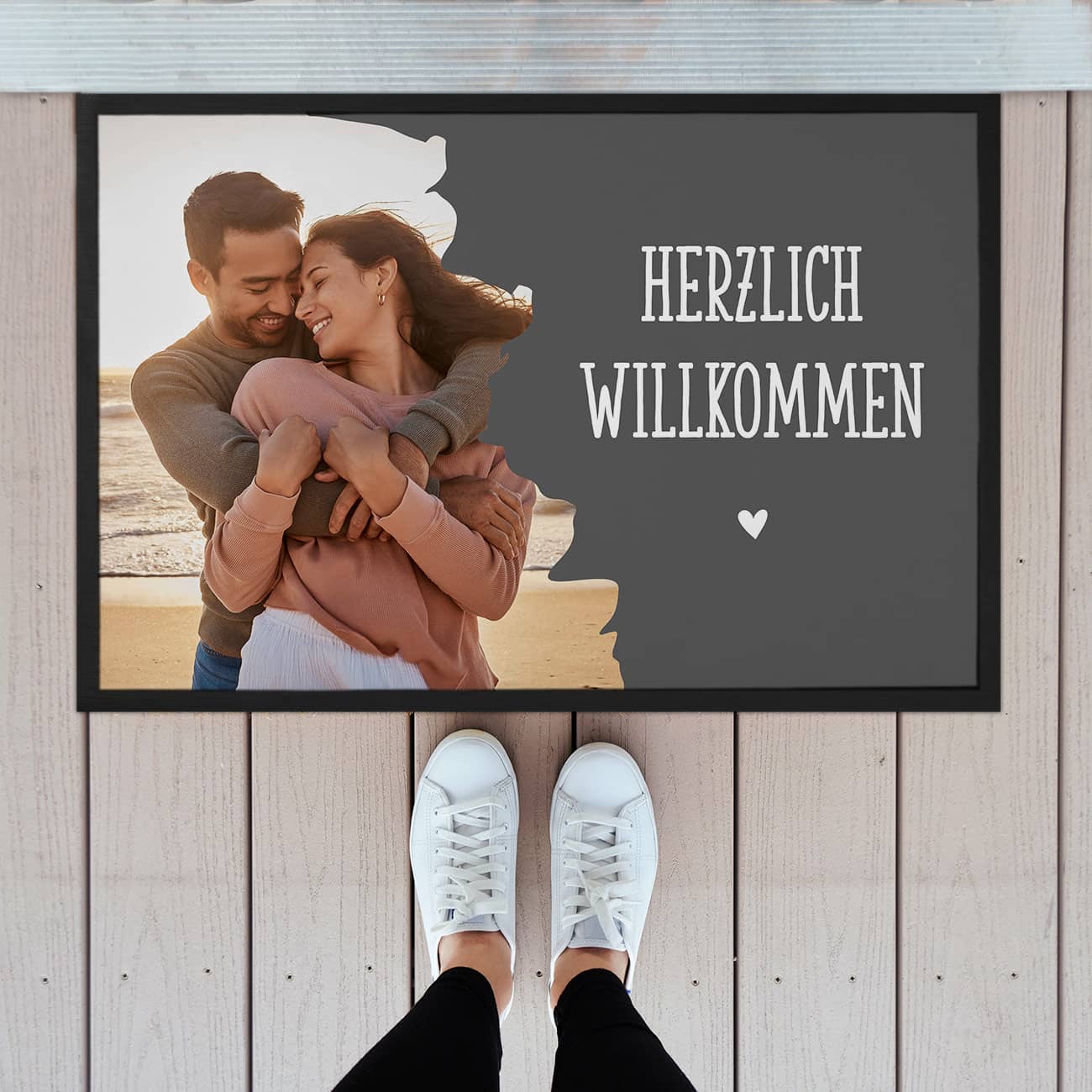 Moderne Foto-Fußmatte mit Ihrem Wunschtext