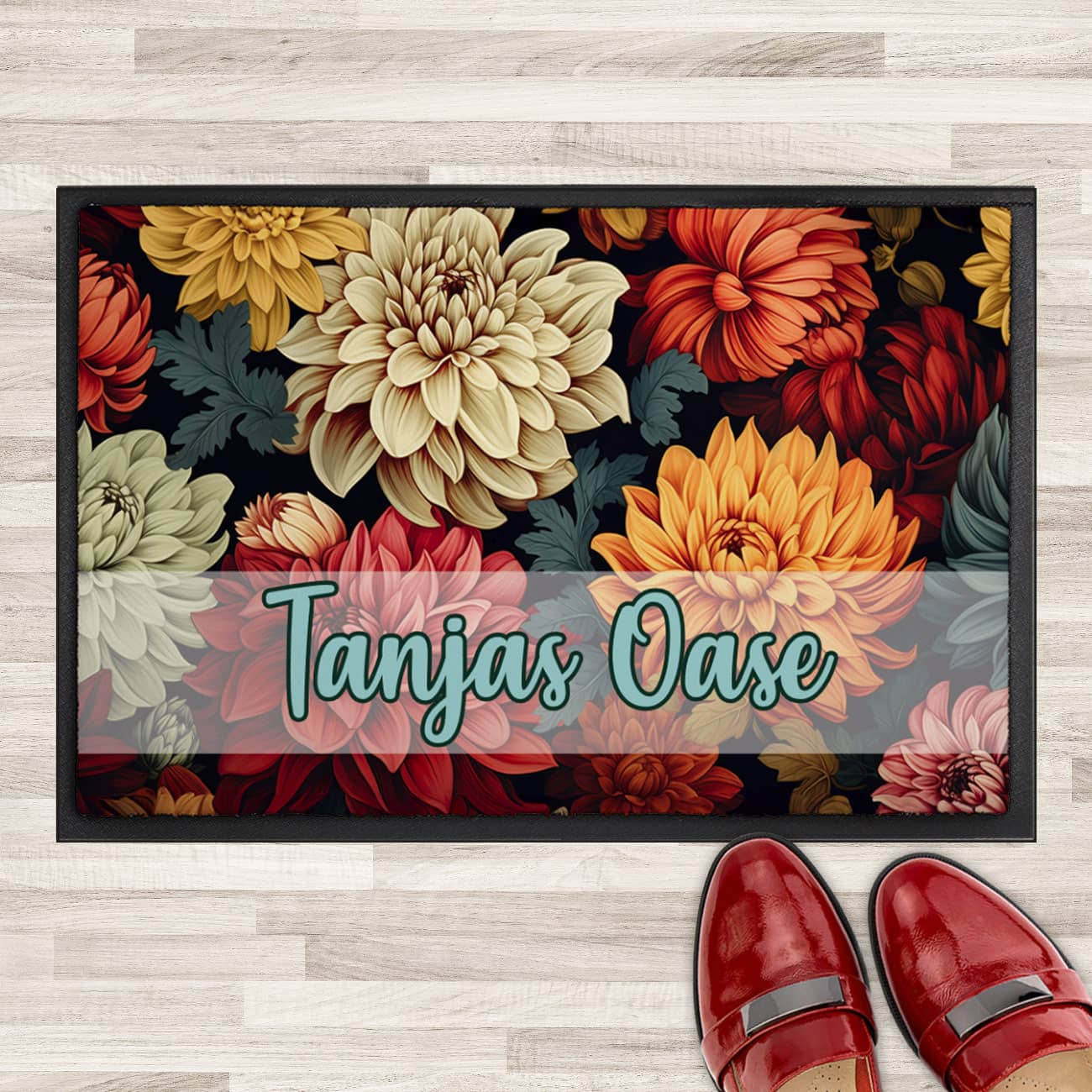 Blumen-Fußmatte mit Ihrem Text
