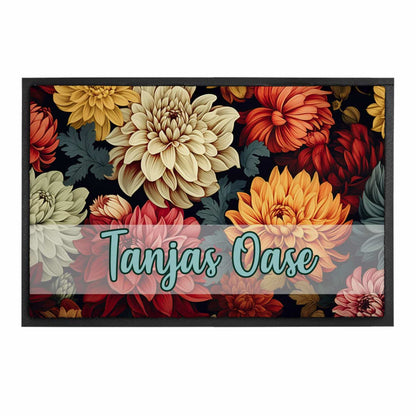 Florale Fußmatte mit Wunschtext