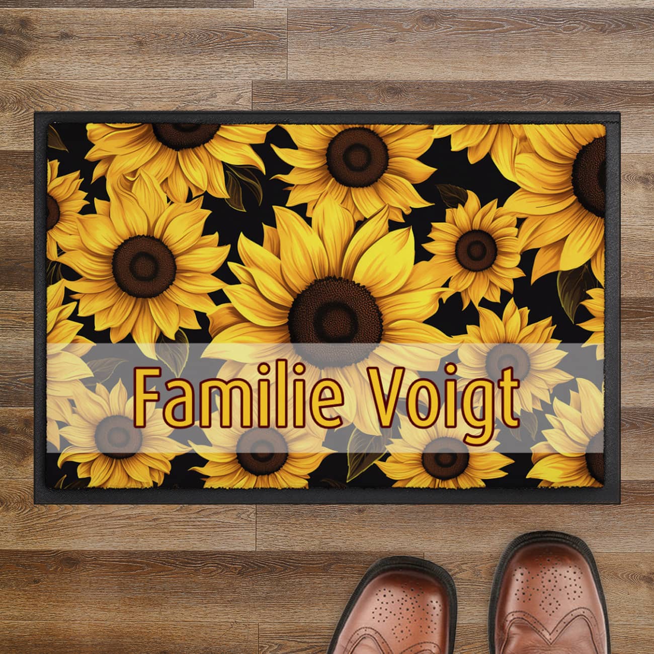 Sonnenblumen-Fußmatte - mit Ihrem Text