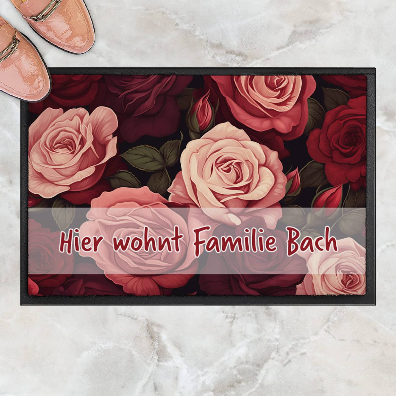Rosen-Fußmatte - mit Ihrem Text