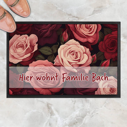 Rosen-Fußmatte - mit Ihrem Text