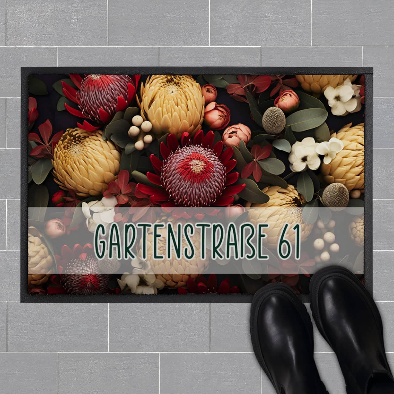 Blumen-Fußmatte - Winter-Motiv mit Ihrem Text