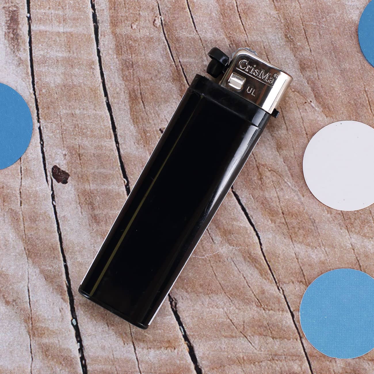 Standard-Feuerzeug in schwarz - nur einseitig beklebt