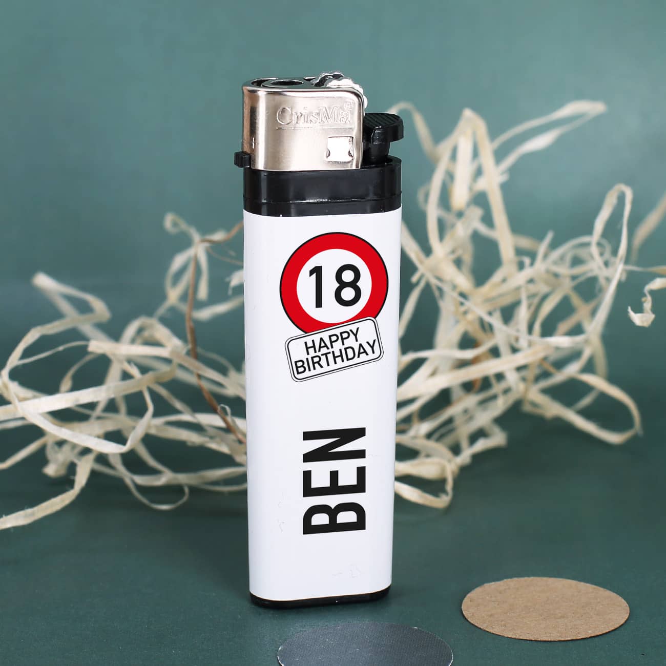Feuerzeug zum Geburtstag personalisiert mit Name und Alter