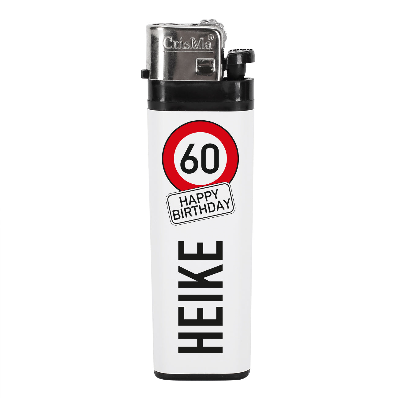 Feuerzeug als witziges Mitbringsel zum Geburtstag mit persönlichem Aufkleber