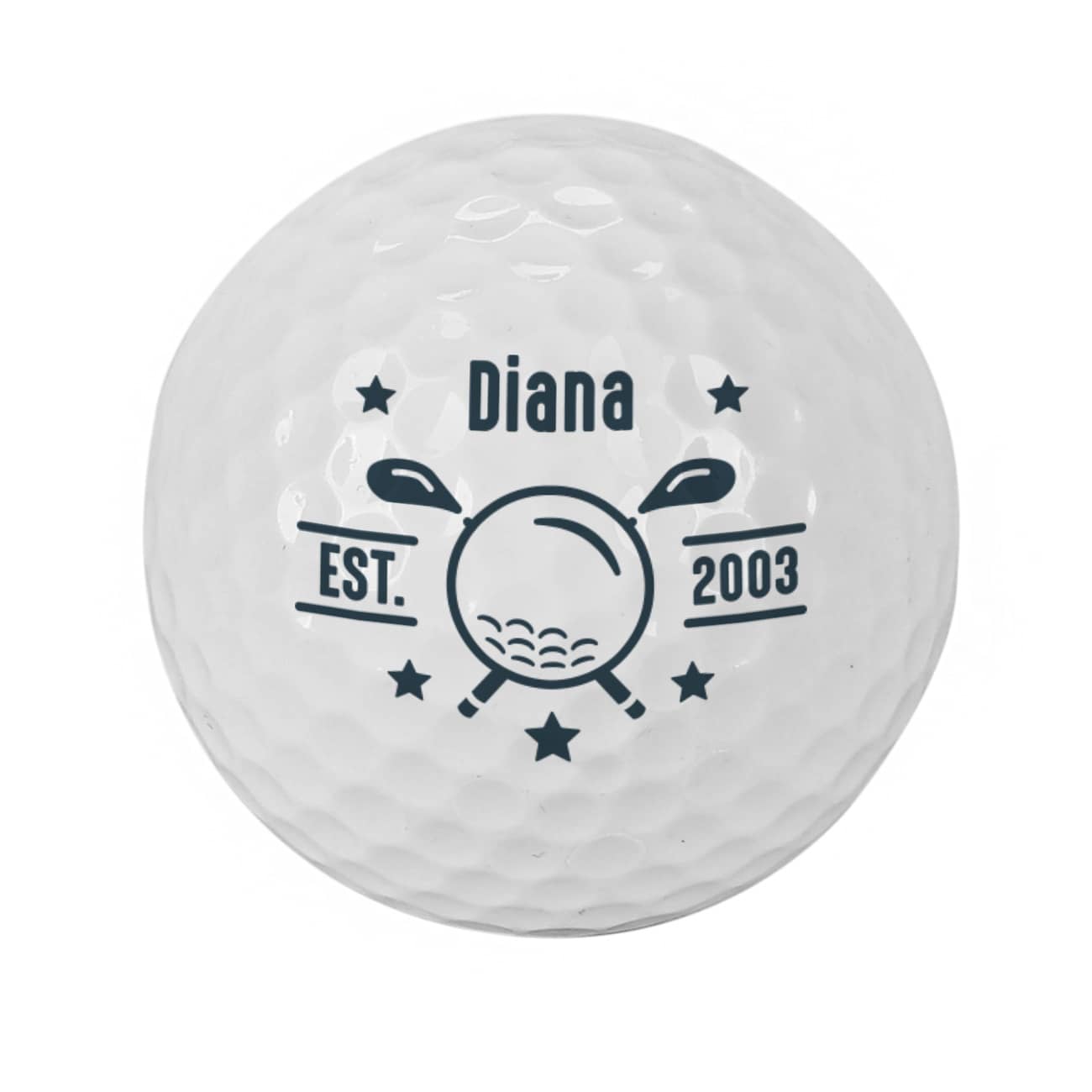 Golfball mit Name und Jahreszahl