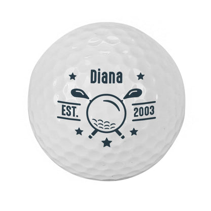 Golfball mit Name und Jahreszahl