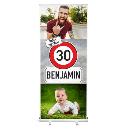 Großer Aufsteller zum Geburtstag mit Verkehrszeichen