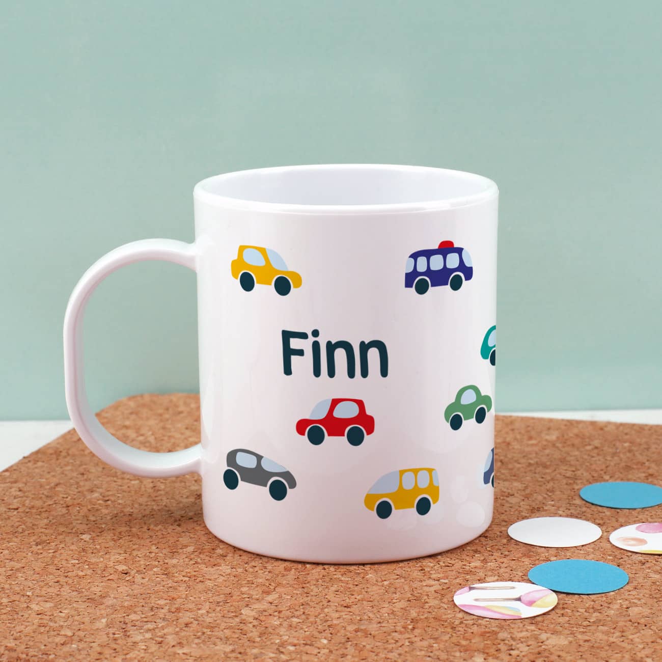Striefchen® Kindertasse mit Autos und Wunschname