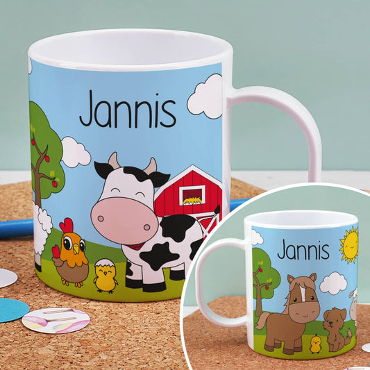 Bedruckte Kunststofftasse Bauernhof