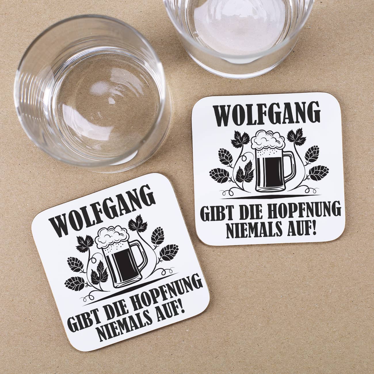 Untersetzer mit Name personalisiert für Biertrinker