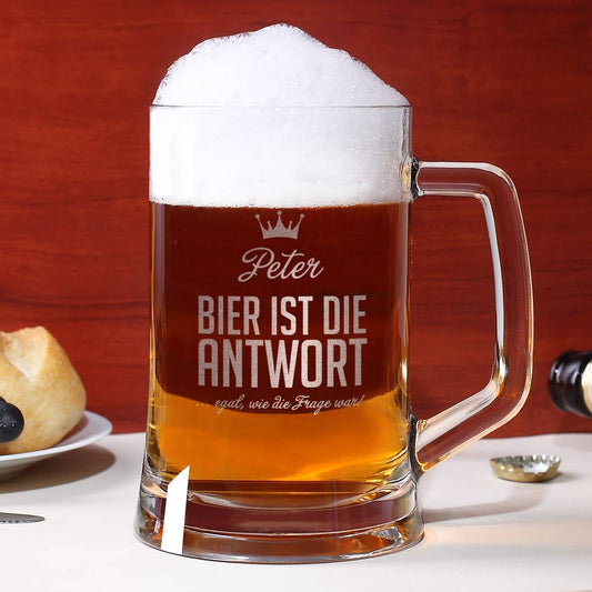 Bierglas mit Gravur - Bier ist die Antwort