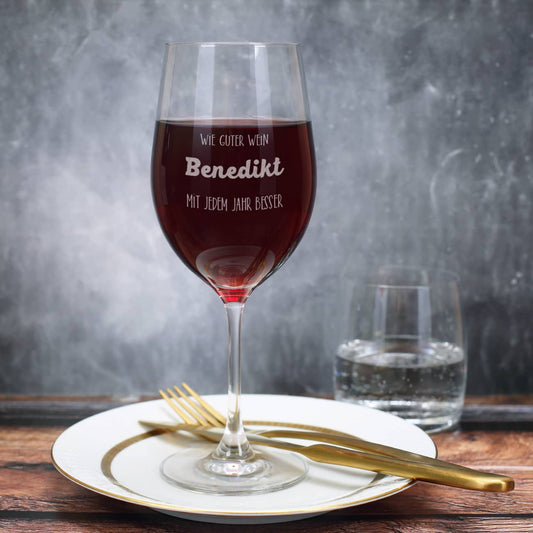Persönliches Weinglas zum Geburtstag - mit jedem Jahr besser