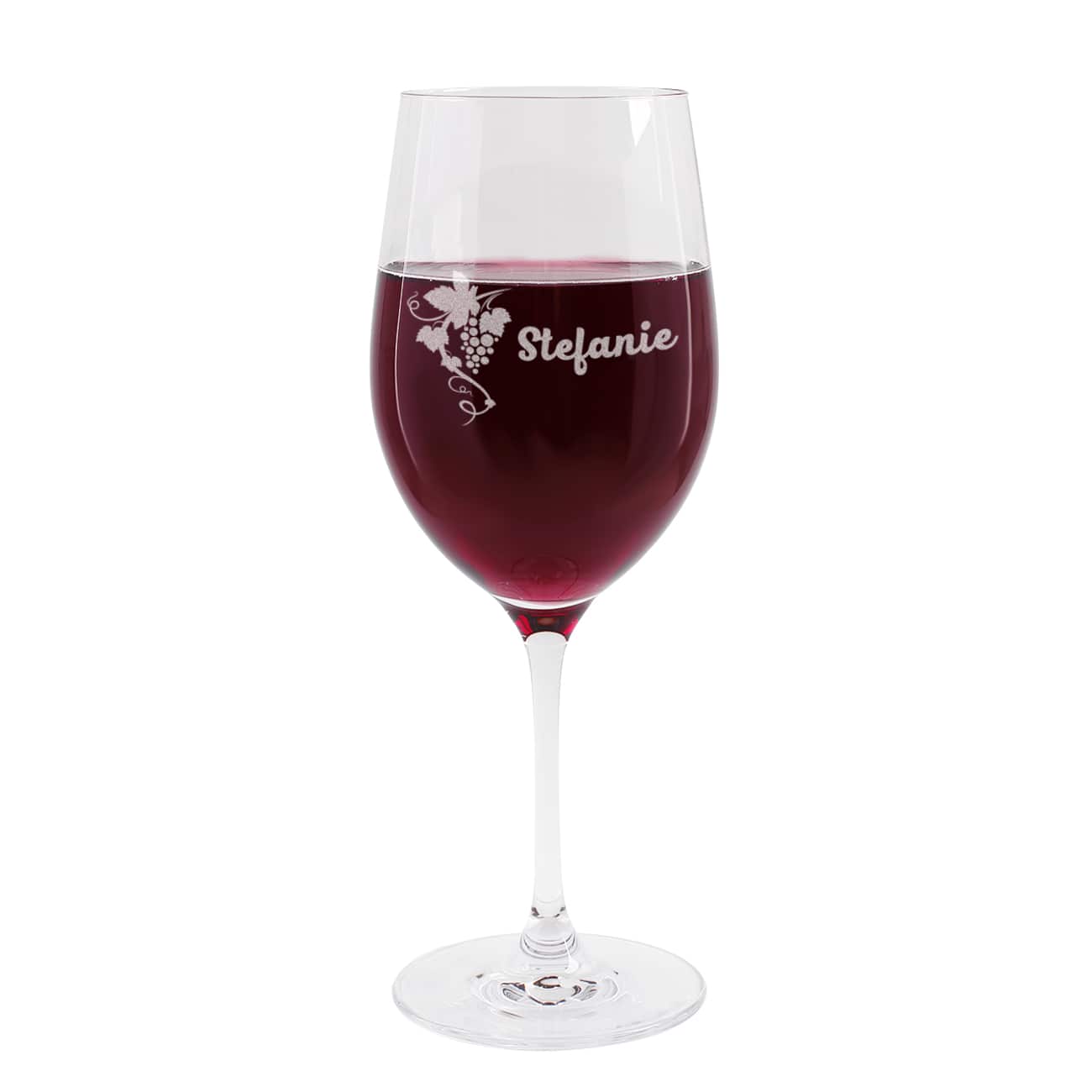 Persönliches Weinglas mit Namensgravur und Weinrebe