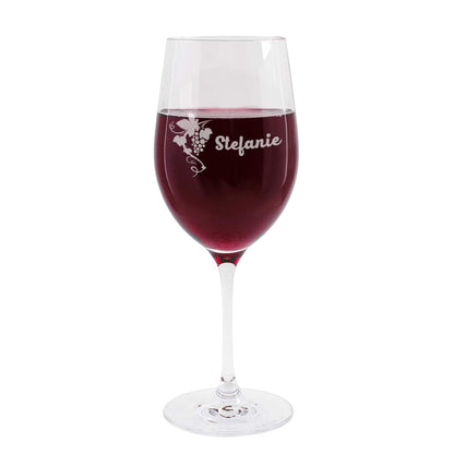 Persönliches Weinglas mit Namensgravur und Weinrebe